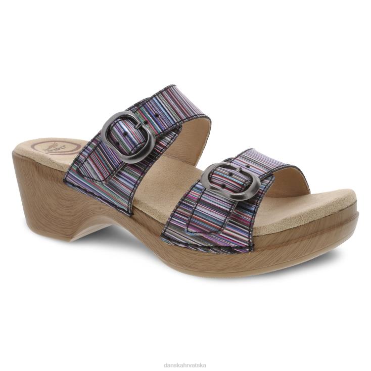 žene koža s metalnim prugama sandale Dansko sophie metalik pruga LX08Z136